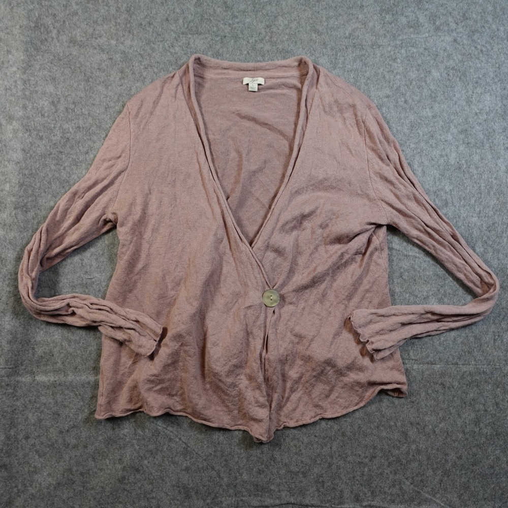 J Jill Sweater Womens Large Mauve Pink Silk Metallic Cotton Blend Button Knit